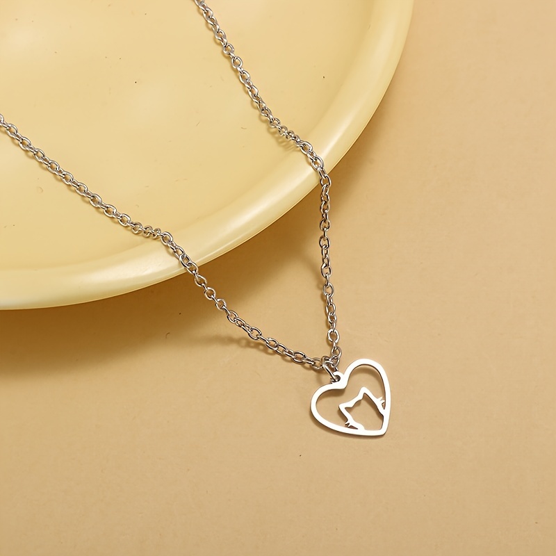 Stainless Steel Cat Head Necklace - Gift For Cat